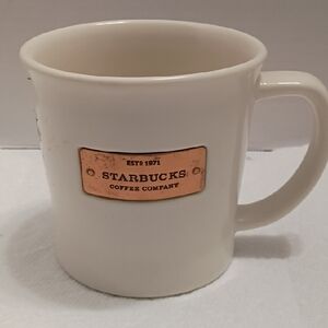 Starbucks Cream Mug with Gold Accent